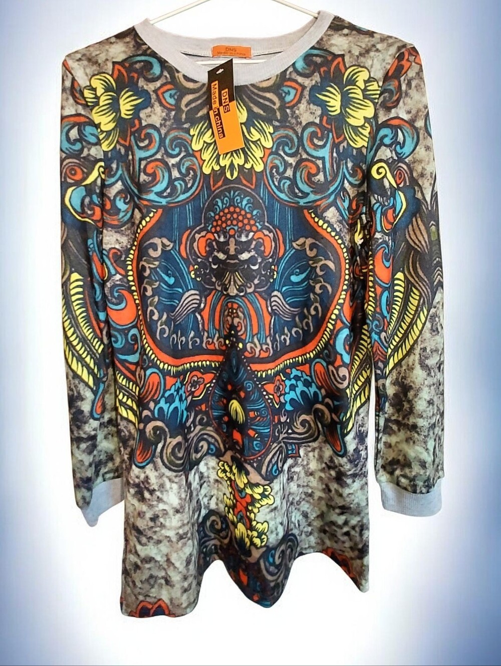 DNS Asian Foo Dog Graphic Tunic Top  Long Sleeve Mefoum